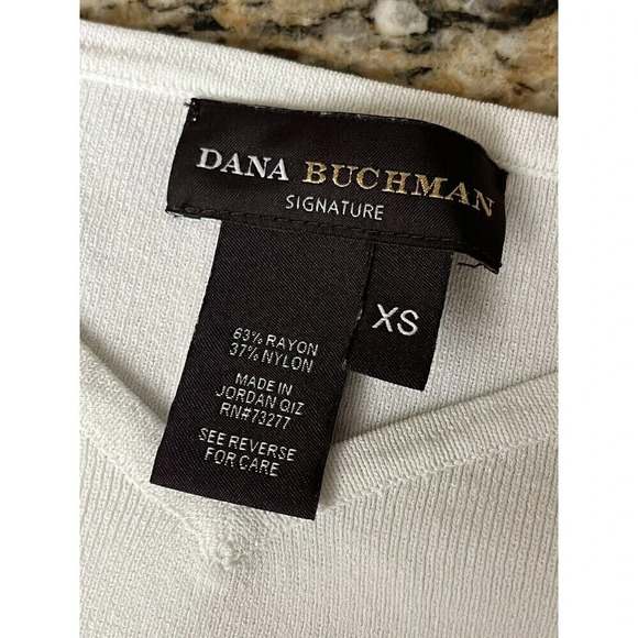 dana buchman Ivory Sleeveless Nylon Blend Pullover Blouse XS Preppy Contemporary - Picture 7 of 8